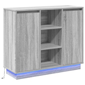 vidaXL Buffet LED Gris Sonoma 90 x 32 x 75 cm Bois d'ingénierie