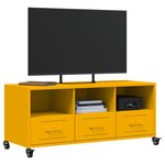 vidaXL Meuble TV jaune moutarde 100 5x39x43 5 cm acier