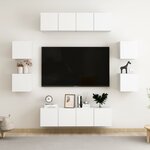 vidaXL Ensemble de meubles TV 8 Pièces Blanc Bois d'ingénierie