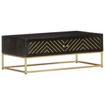 vidaXL Table basse Noir et doré 90x50x35 cm Bois solide de manguier