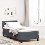 Lit Box Spring avec Matelas gris foncé 100x200 cm en Velours