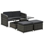 vidaXL Salon de jardin 4 Pièces avec coussins Résine tressée Anthracite