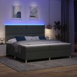 vidaXL Lit à ressort LED avec matelas Gris foncé 200 x 200 cm tissu