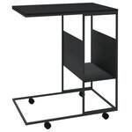 vidaXL Table d'appoint avec roues noir 55x36x63 5 cm bois d'ingénierie
