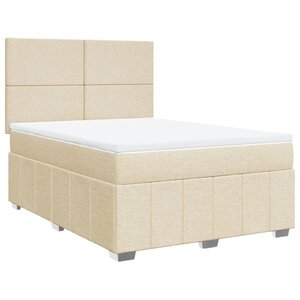 vidaXL Sommier à lattes de lit avec matelas Crème 140x190 cm Tissu