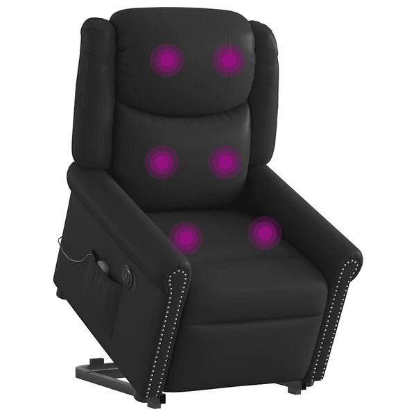 vidaXL Fauteuil inclinable massage électrique noir brillant similicuir