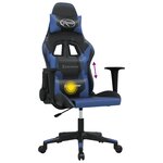 vidaXL Chaise de jeu de massage Noir et bleu Similicuir