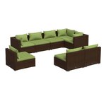 vidaXL Salon de jardin 8 Pièces avec coussins résine tressée marron