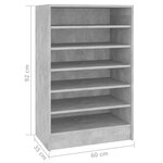 vidaXL Armoire à chaussures Gris béton 60x35x92 cm Bois d’ingénierie
