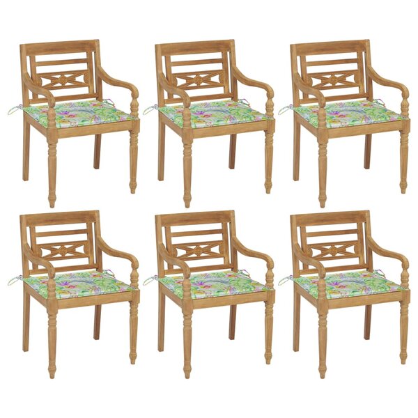 vidaXL Chaises Batavia avec coussins 6 Pièces Bois de teck solide