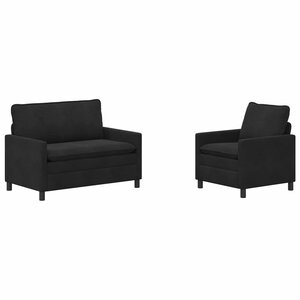 vidaXL Ensemble de Canapés 2 Pièces Noir Velours