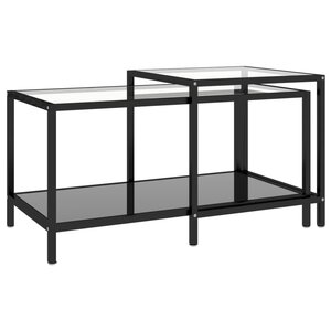 vidaXL Tables à thé 2 Pièces Verre trempé Noir