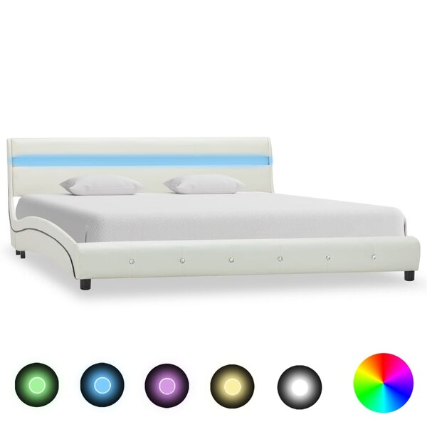 Vidaxl cadre de lit avec led blanc similicuir 150x200 cm