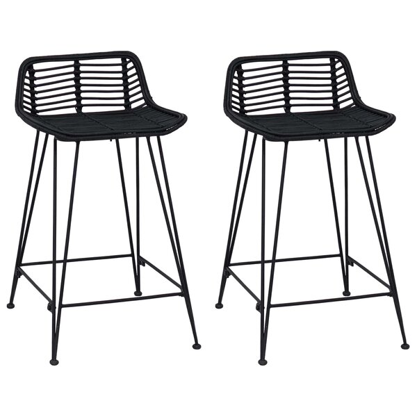 vidaXL Tabouret de bar 2 pc Noir 44 x 45 x 76 cm Rattan et Acier