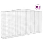 vidaXL Paniers à gabions arqués 3 Pièces 400x50x200/220 cm Fer galvanisé