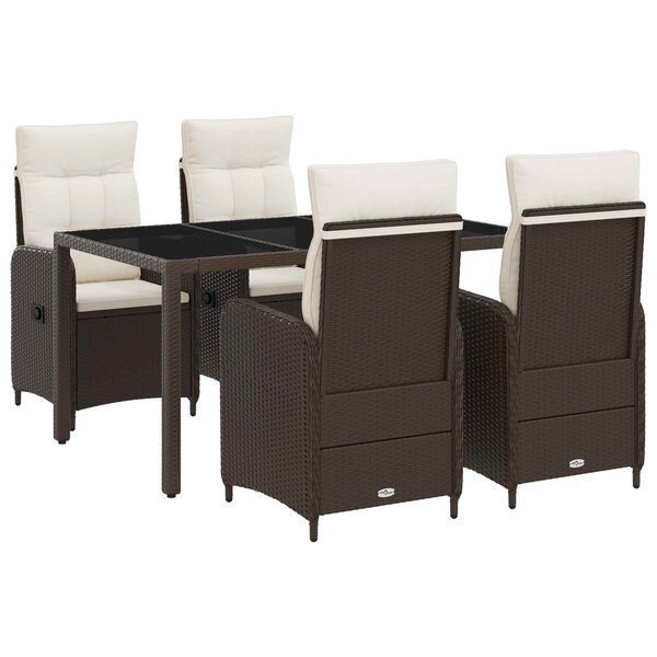 vidaXL Ensemble de repas extérieur 5 Pièces Marron et crème blanche