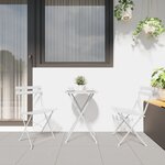 Ensemble Bistro Pliant 3 Pièces vidaXL Blanc Acier