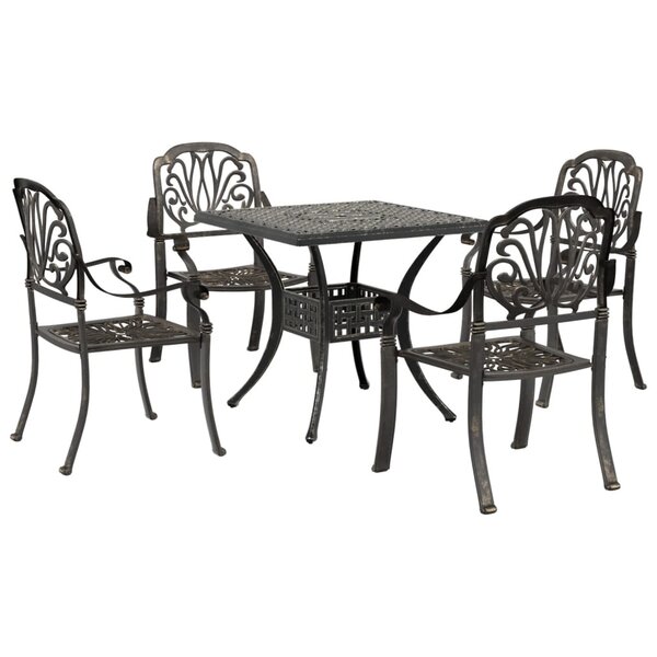 vidaXL Ensemble manger de jardin 5 Pièces bronze aluminium coulé