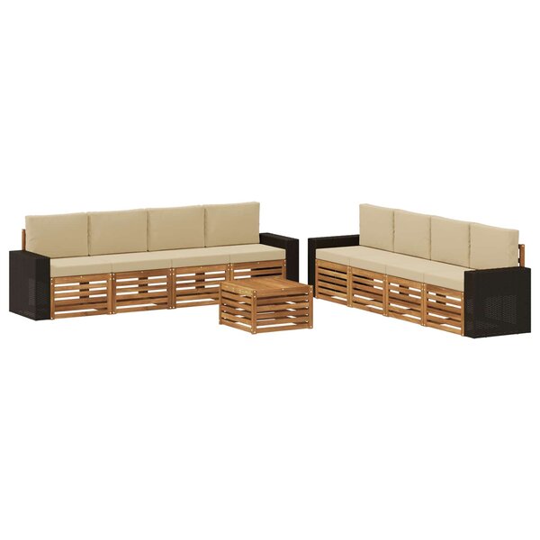 vidaXL Ensemble de canapés d'extérieur 9 pc Naturel et Beige