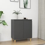 Vidaxl buffet avec pieds en bois massif gris 60x35x70 cm aggloméré