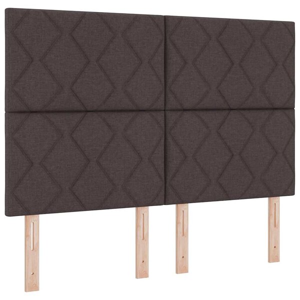 vidaXL Lit à ressorts avec matelas Marron foncé 140 x 200 cm tissu