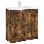 vidaXL Armoire sous évier de salle de bain Chêne fumé