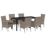 vidaXL Ensemble de salle à manger pour jardin 7 Pièces Gris Poly rotin