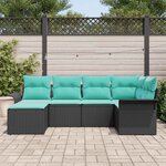 vidaXL Ensemble de canapé de jardin avec stockage 6 Pièces Noir polyrotin