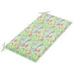 vidaXL Banc de jardin et coussin à motif de feuilles 112cm Teck massif