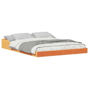 vidaXL Cadre de lit Brun cire 140 x 190 cm Pin massif