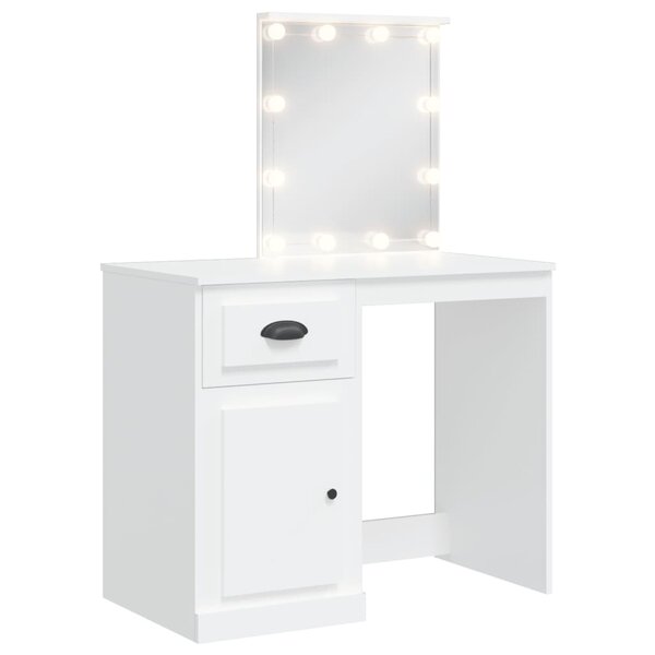 vidaXL Coiffeuse avec lumières LED blanc 90x42x132 5 cm