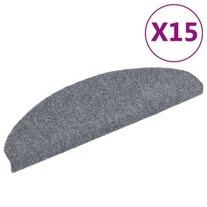 vidaXL Tapis d'escalier auto-adhésifs 15 pièces 65 x 21 x 4 cm Gris clair Demi-rond Grand