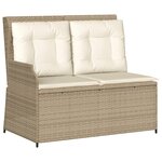 vidaXL Banc inclinable de jardin avec coussins beige résine tressée