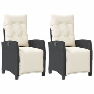 vidaXL Chaises inclinables de jardin lot de 2 repose-pied noir rotin