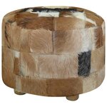 vidaXL Pouf cuir de chèvre Rond 50 x 50 x 45 cm