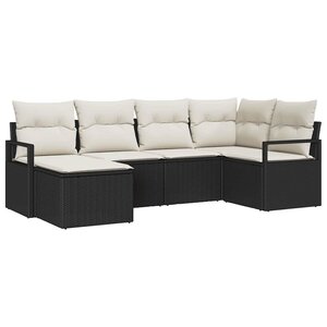 vidaXL Ensemble de canapé de jardin 6 Pièces Noir Poly rotin
