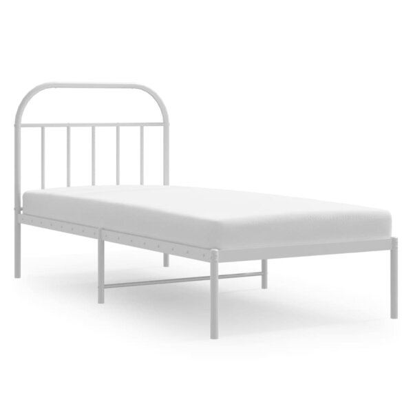 vidaXL Cadre de lit métal sans matelas avec tête de lit blanc 90x190cm
