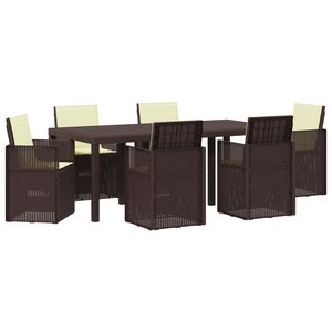 vidaXL Ensemble de salle à manger pour jardin 7 Pièces Marron et crème PP