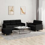 vidaXL Ensemble de canapés 3 Pièces avec coussins Noir Tissu