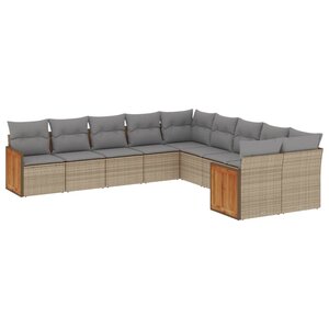 vidaXL Salon de jardin avec coussins 10 Pièces beige résine tressée