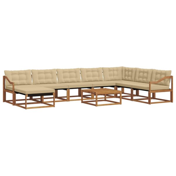 vidaXL Ensemble de canapés d'extérieur 9 Pièces Naturel et Beige