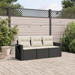 vidaXL Salon de jardin 3 Pièces avec coussins noir résine tressée