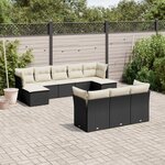 vidaXL Salon de jardin 10 Pièces avec coussins noir résine tressée