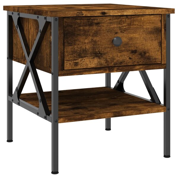vidaXL Table de chevet chêne fumé 40x42x45 cm bois d'ingénierie