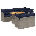 vidaXL Salon de jardin 8 Pièces avec coussins gris résine tressée
