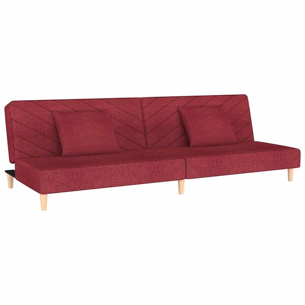 vidaXL Canapé-lit à 2 places avec deux oreillers rouge bordeaux tissu