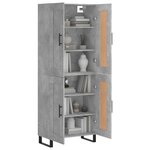 vidaXL Buffet haut Gris béton 69 5x34x180 cm Bois d'ingénierie