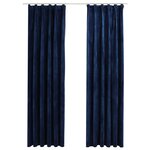 vidaXL Rideaux occultants et crochet 2Pièces Velours Bleu foncé 140x245cm