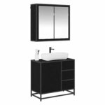 vidaXL Ensemble de mobilier de salle de bain 2 Pièces Chêne noir