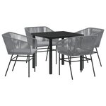 vidaXL Ensemble de salle à manger de jardin 5 pièces avec coussins gris en poly rotin
